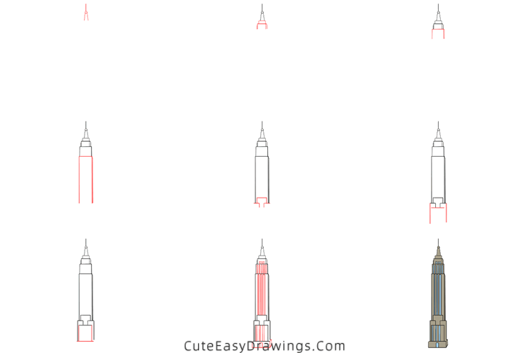 how to draw the empire state building - www.cuteeasydrawings.com