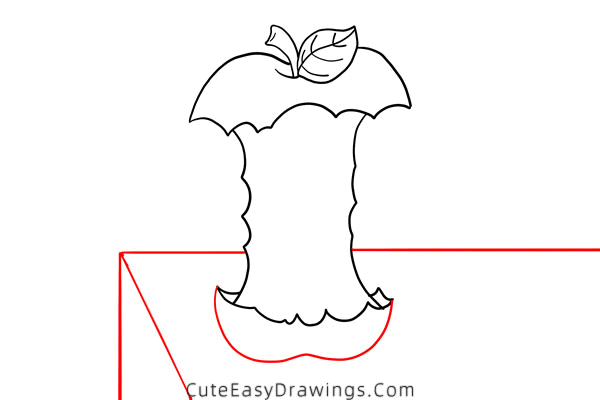 how to draw an apple core - www.cuteeasydrawings.com