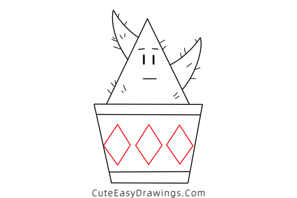 how to draw a cactus in a pot - www.cuteeasydrawings.com