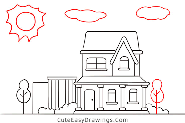 how to draw a house - www.cuteeasydrawings.com