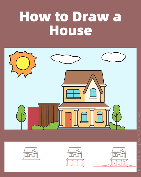 how to draw a house - www.cuteeasydrawings.com