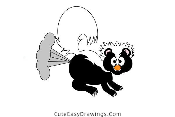 how to draw a skunk - www.cuteeasydrawings.com