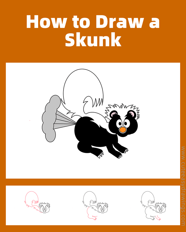 how to draw a skunk - www.cuteeasydrawings.com