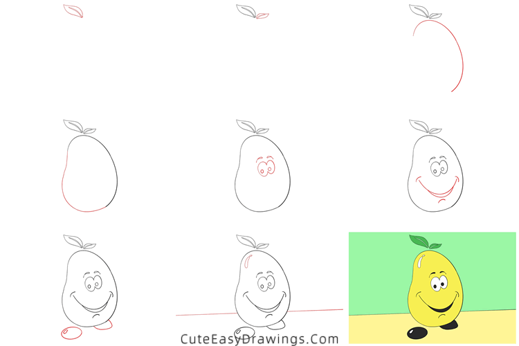 how to draw a mango - www.cuteeasydrawings.com