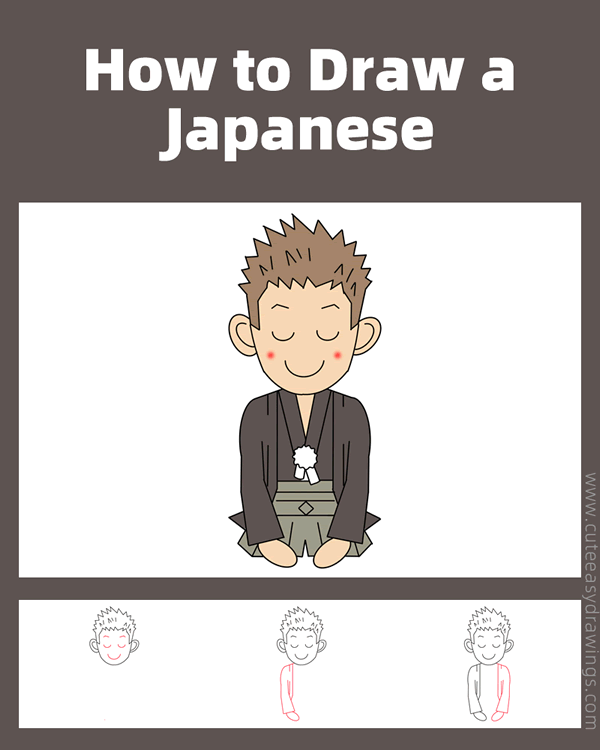 how to draw a japanese man - www.cuteeasydrawings.com