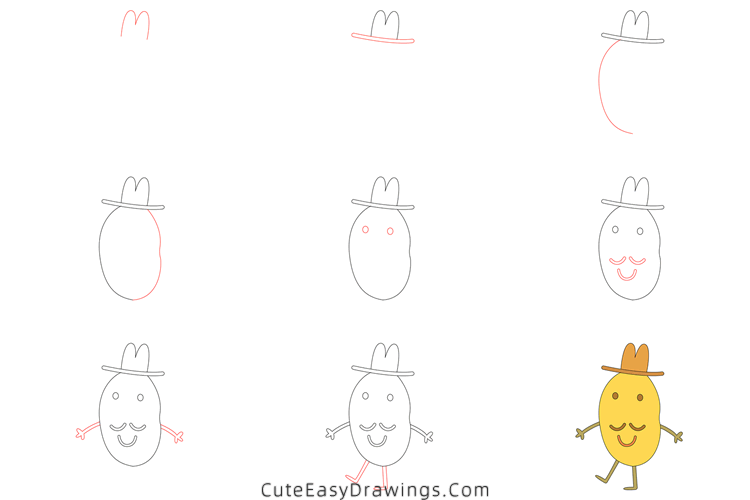 how to draw mr potato from peppa pig - www.cuteeasydrawings.com