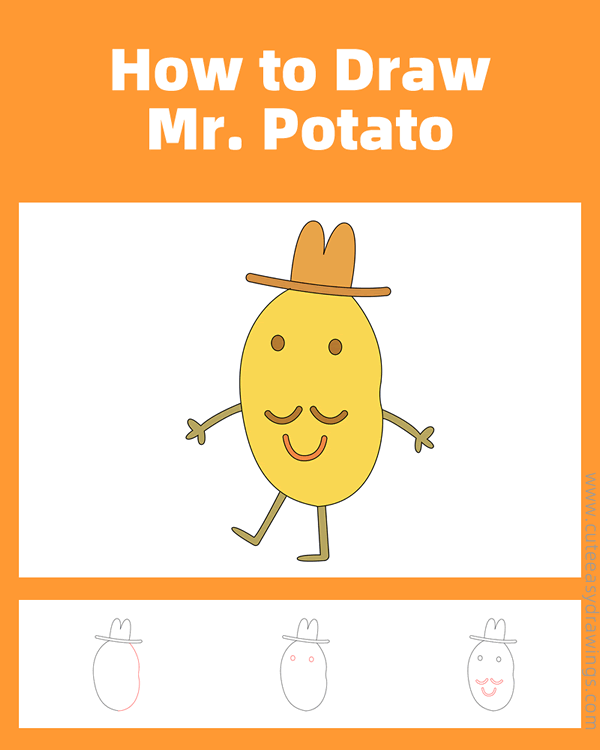 how to draw mr potato from peppa pig - www.cuteeasydrawings.com