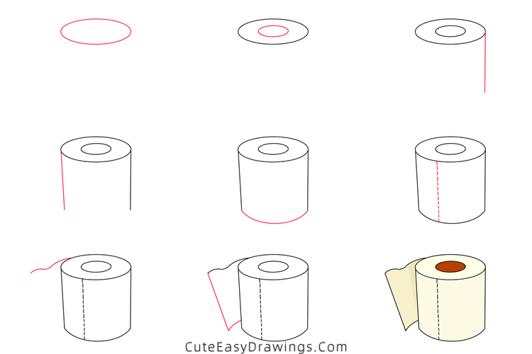 how to draw a toilet paper - www.cuteeasydrawings.com