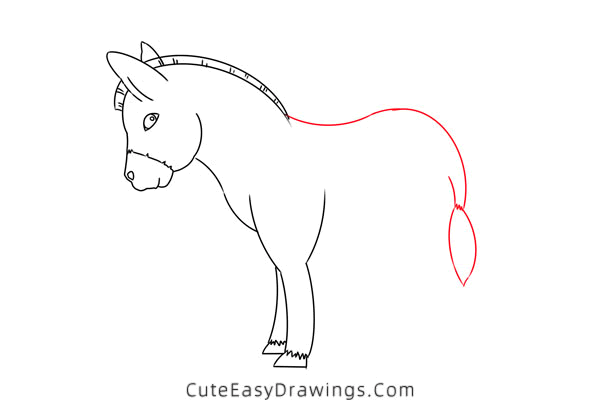 how to draw a donkey - www.cuteeasydrawings.com