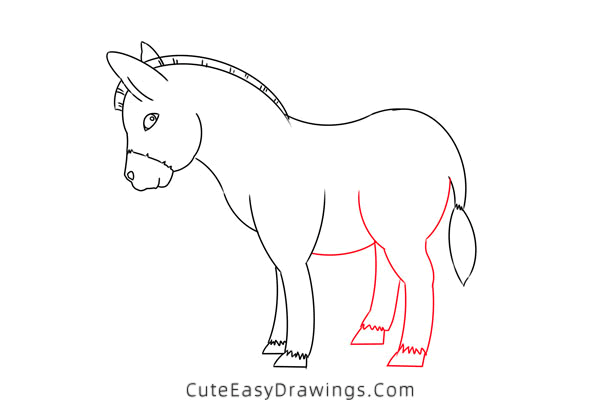 how to draw a donkey - www.cuteeasydrawings.com