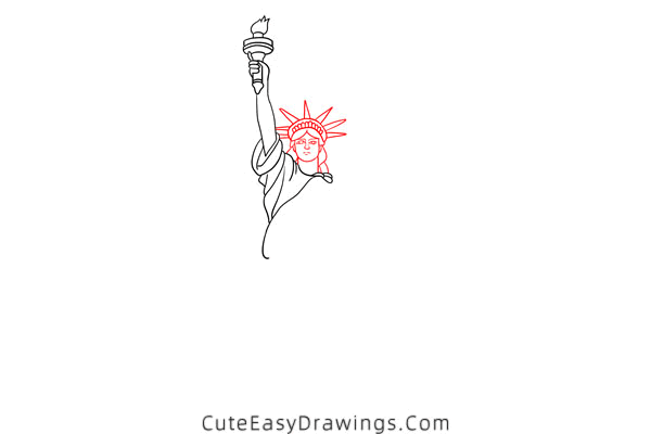 how to draw the statue of liberty - www.cuteeasydrawings.com