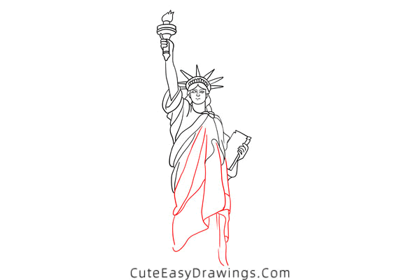 how to draw the statue of liberty - www.cuteeasydrawings.com