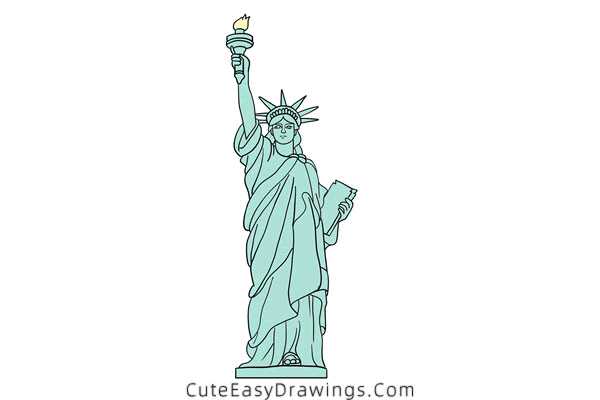 how to draw the statue of liberty - www.cuteeasydrawings.com