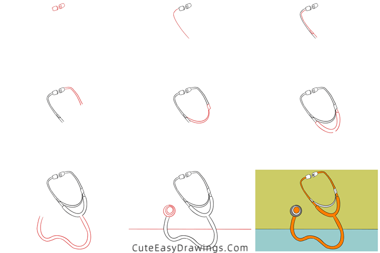 how to draw a stethoscope - www.cuteeasydrawings.com