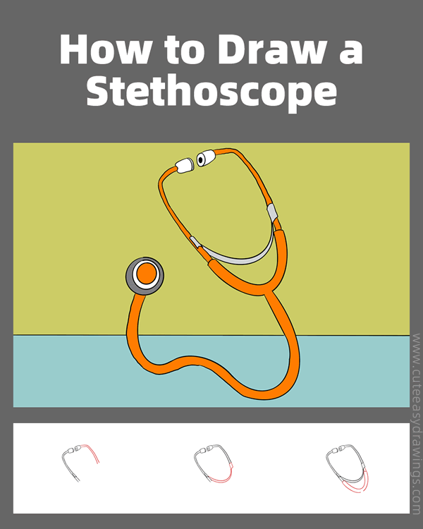 how to draw a stethoscope - www.cuteeasydrawings.com