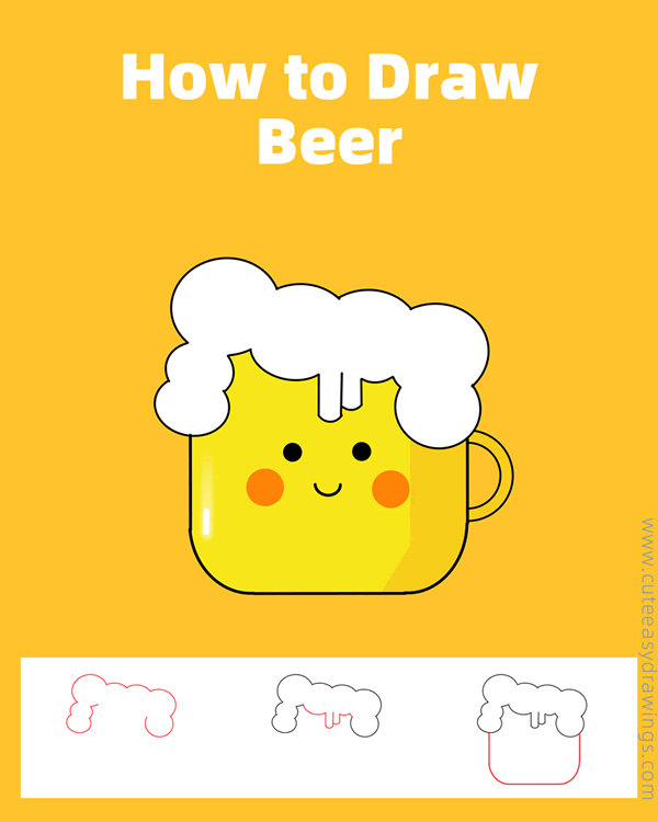 how to draw a glass of beer - www.cuteeasydrawings.com