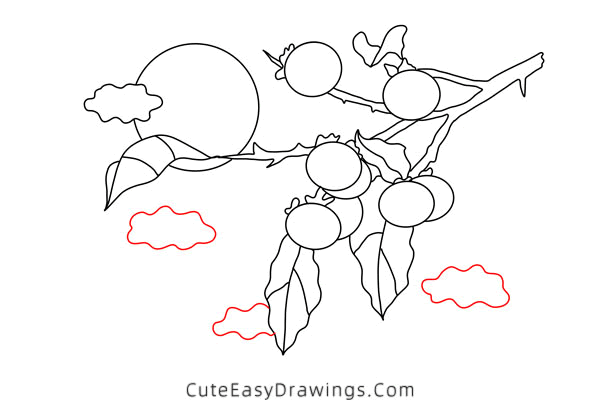 how to draw an autumn night scene - www.cuteeasydrawings.com