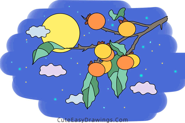 how to draw an autumn night scene - www.cuteeasydrawings.com