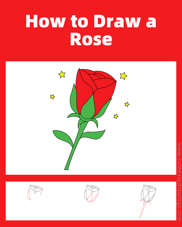 how to draw a rose - www.cuteeasydrawings.com