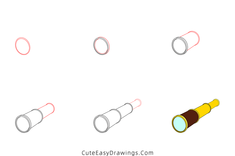 how to draw a telescope - www.cuteeasydrawings.com