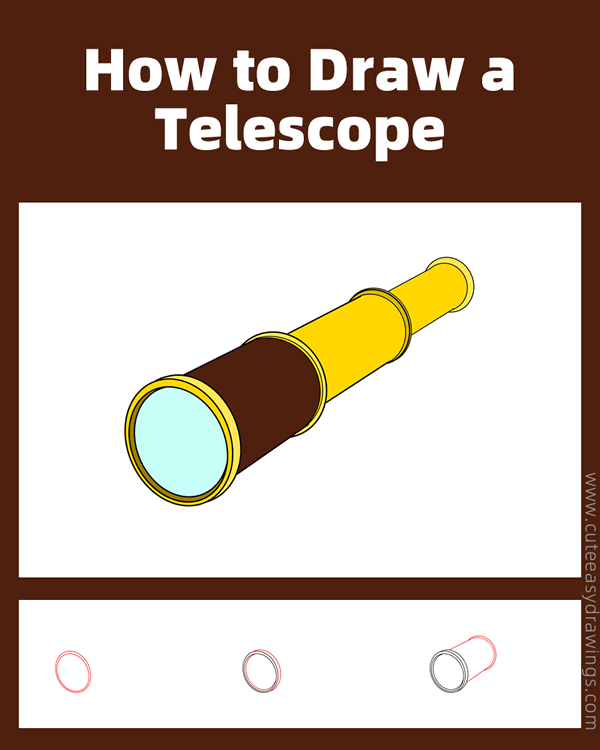 how to draw a telescope - www.cuteeasydrawings.com