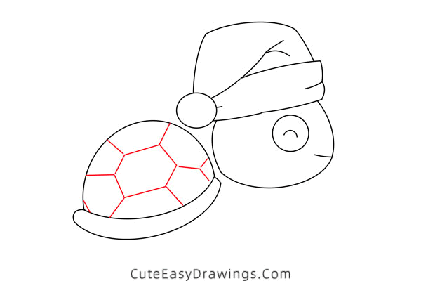 how to draw a christmas turtle - www.cuteeasydrawings.com