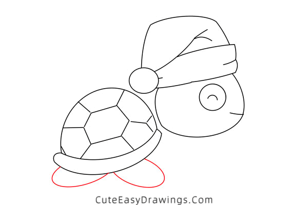 how to draw a christmas turtle - www.cuteeasydrawings.com