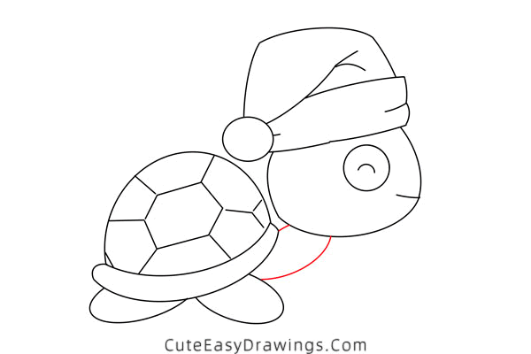 how to draw a christmas turtle - www.cuteeasydrawings.com