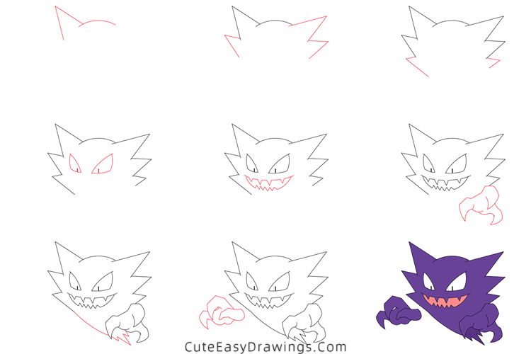 how to draw haunter - www.cuteeasydrawings.com