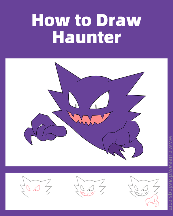 how to draw haunter - www.cuteeasydrawings.com