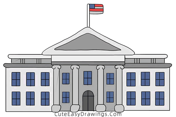 how to draw the white house easy - www.cuteeasydrawings.com