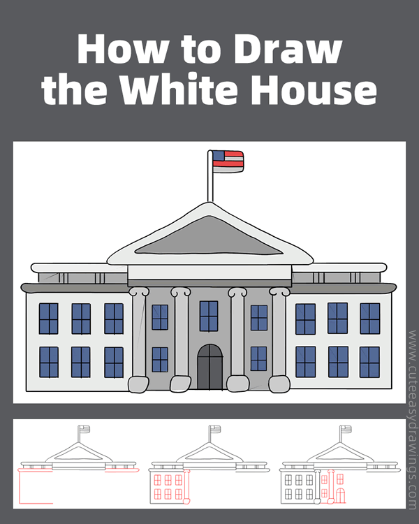 how to draw the white house easy - www.cuteeasydrawings.com