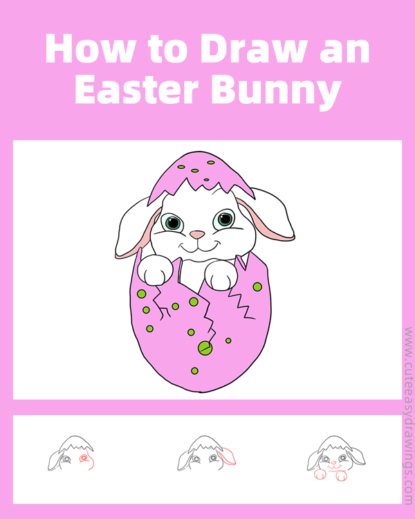 how to draw an easter bunny - www.cuteeasydrawings.com