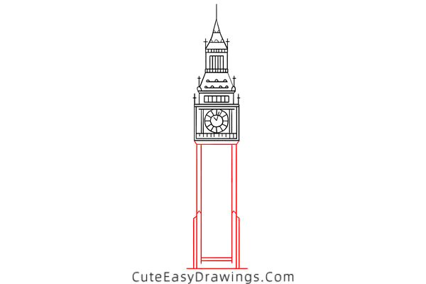 how to draw big ben - www.cuteeasydrawings.com