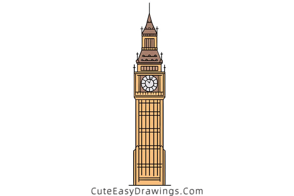 how to draw big ben - www.cuteeasydrawings.com