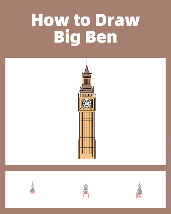 how to draw big ben - www.cuteeasydrawings.com