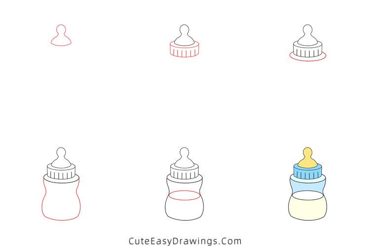 how to draw a baby bottle - www.cuteeasydrawings.com