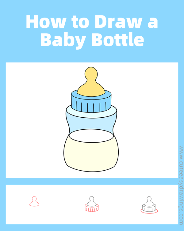 how to draw a baby bottle - www.cuteeasydrawings.com