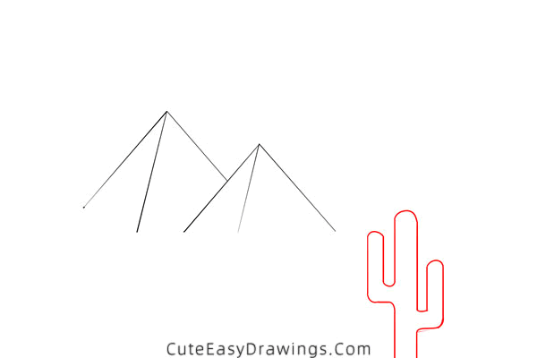 how to draw desert pyramids - www.cuteeasydrawings.com