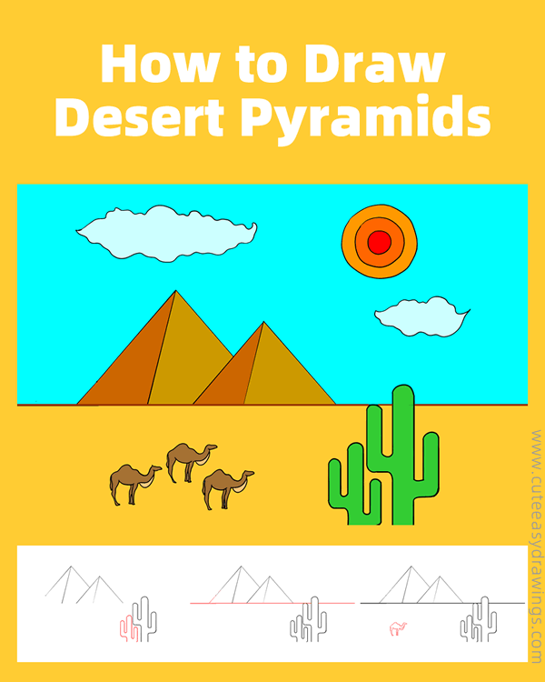 how to draw desert pyramids - www.cuteeasydrawings.com