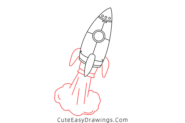 how to draw a rocket ship - www.cuteeasydrawings.com