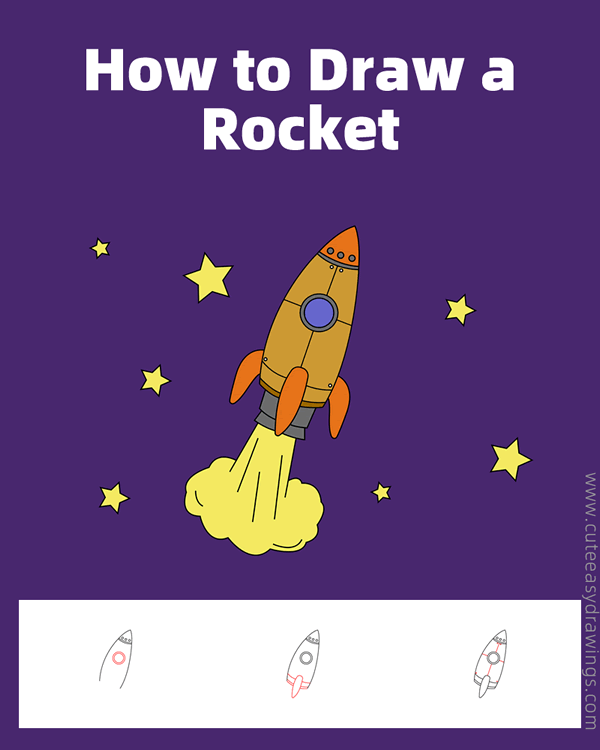 how to draw a rocket ship - www.cuteeasydrawings.com