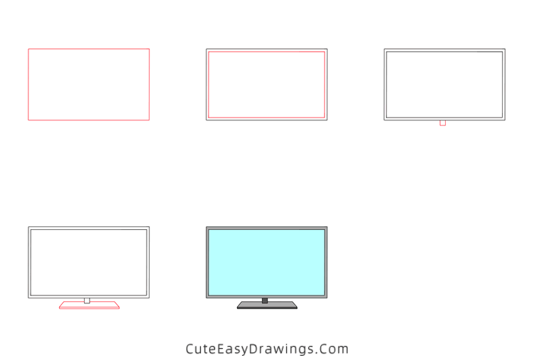 how to draw a computer monitor - www.cuteeasydrawings.com