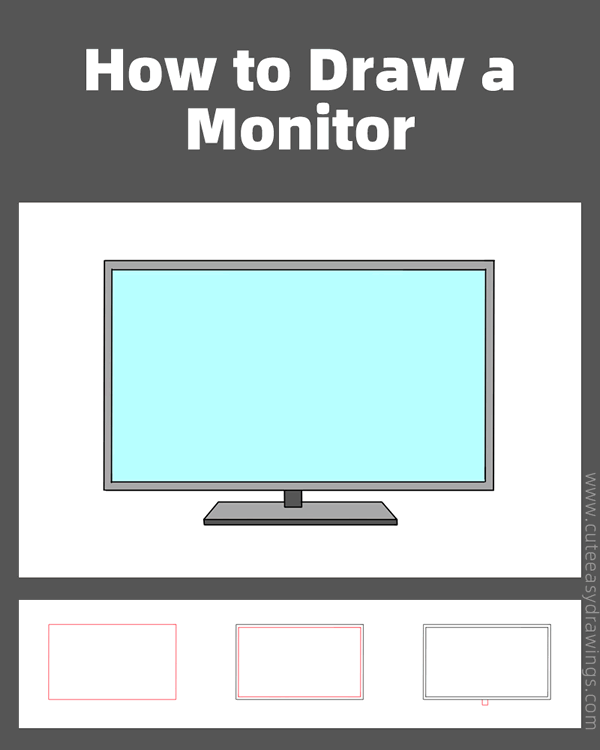 how to draw a computer monitor - www.cuteeasydrawings.com