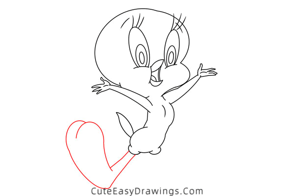 how to draw tweety bird - www.cuteeasydrawings.com