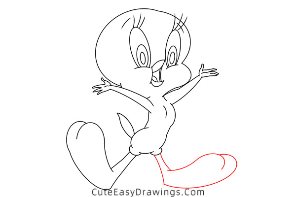 how to draw tweety bird - www.cuteeasydrawings.com