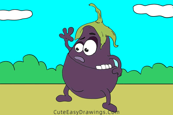 how to draw an eggplant - www.cuteeasydrawings.com