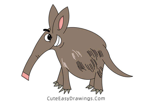 how to draw an aardvark - www.cuteeasydrawings.com