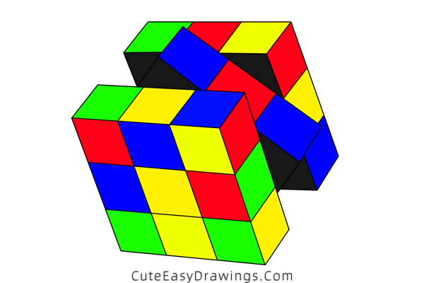 how to draw a rubiks cube - www.cuteeasydrawings.com