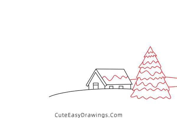 how to draw a winter landscape - www.cuteeasydrawings.com